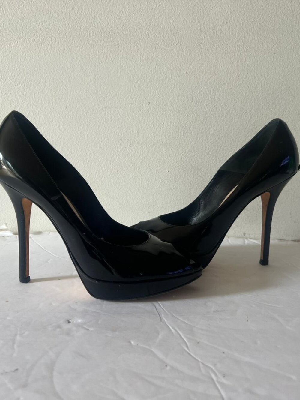Y2K CHRISTIAN DIOR PLATFORM PEEP TOE PATENT PUMPS SHOES SZ 37.5/ 7. 5 US